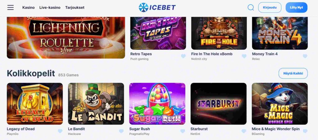 IceBet Casinon etusivu