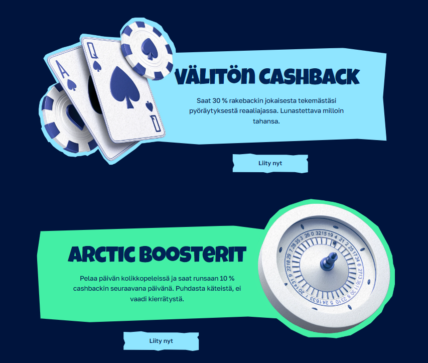 Arctic Casino tarjoukset rakeback ja boosteri